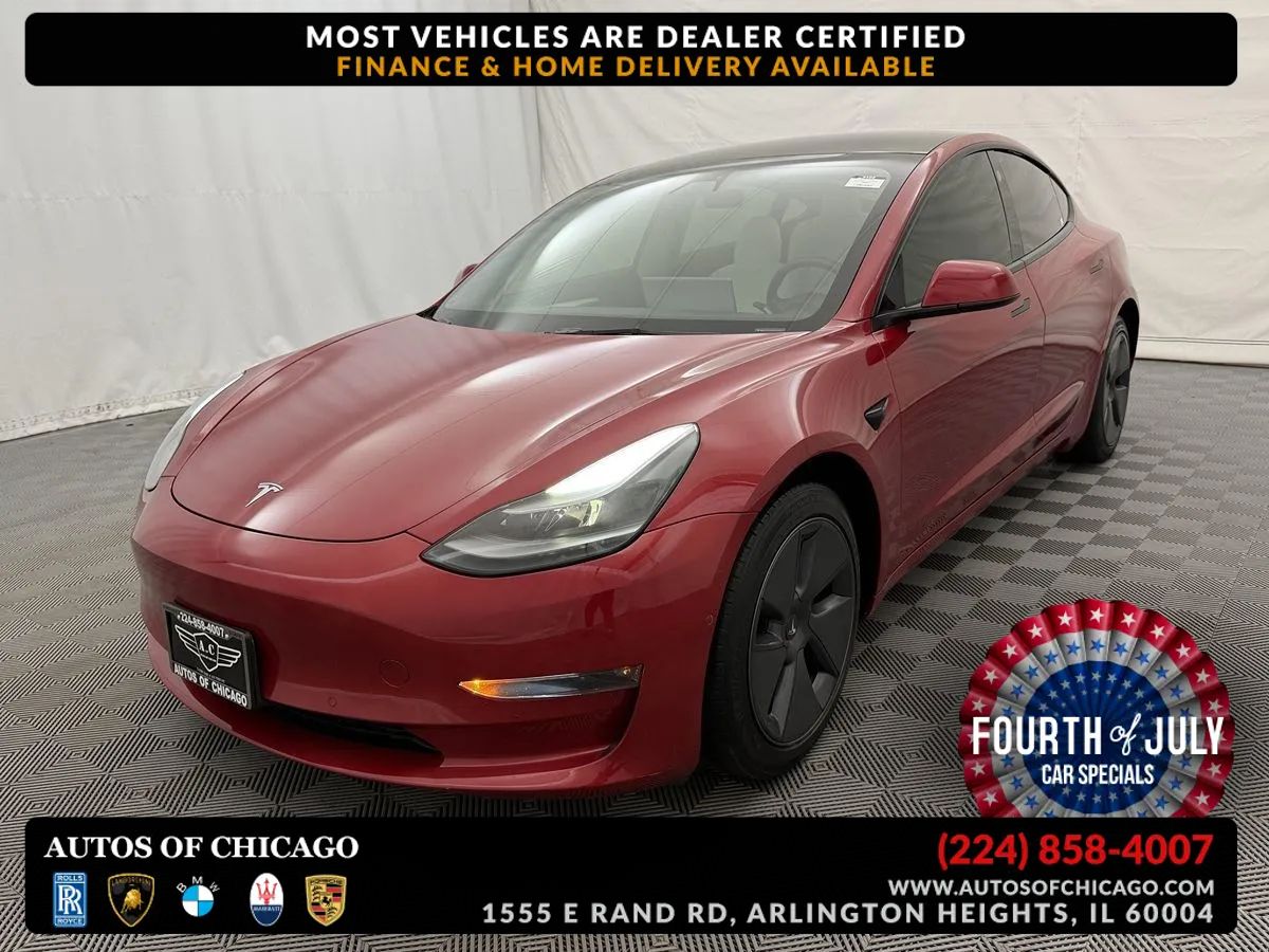 Red 2022 Tesla Model 3 Sedan All-Wheel Drive Automatic