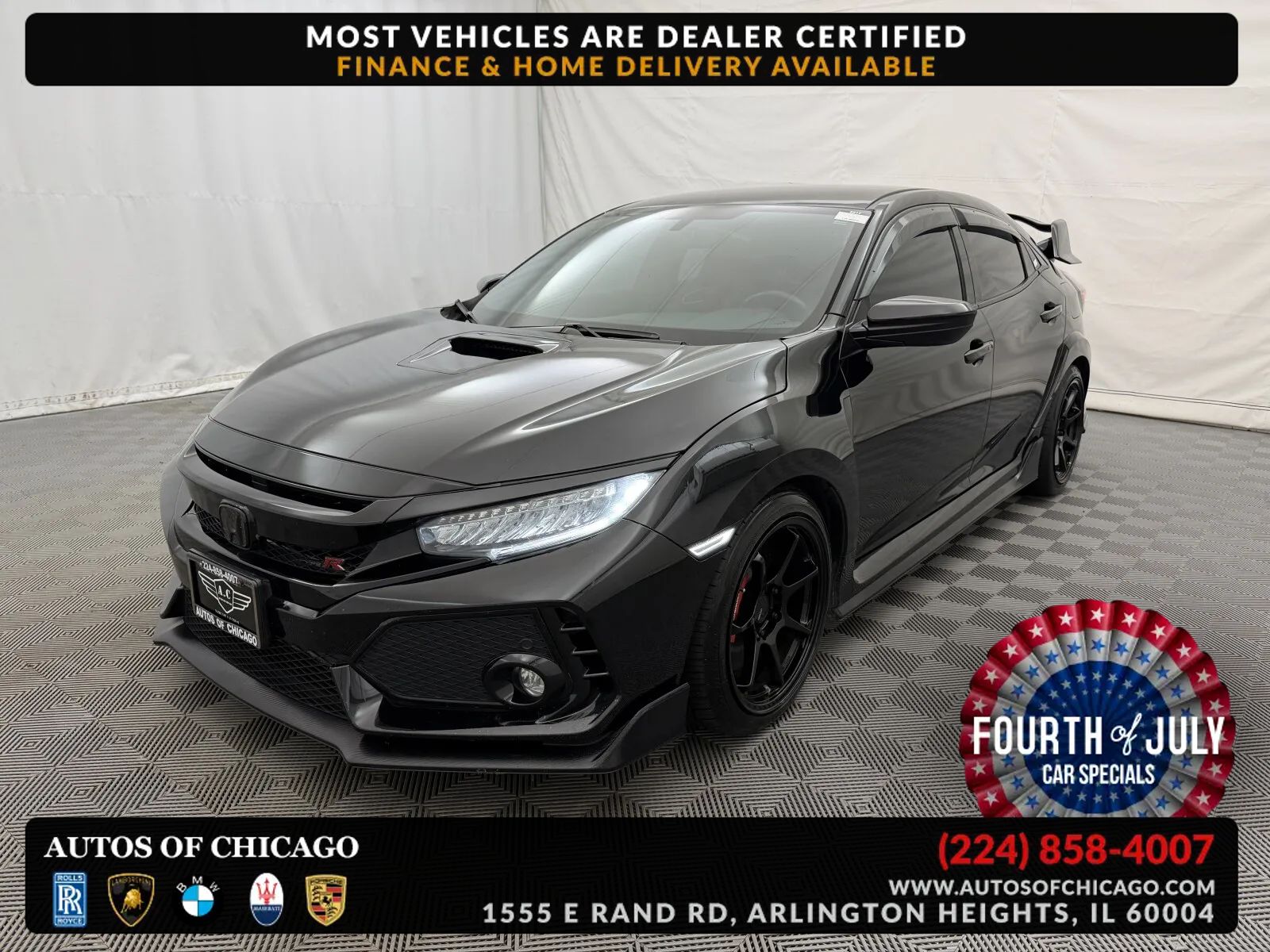 Black 2018 Honda Civic Type R Hatchback Front-Wheel Drive 6-Speed Manual Overdrive
