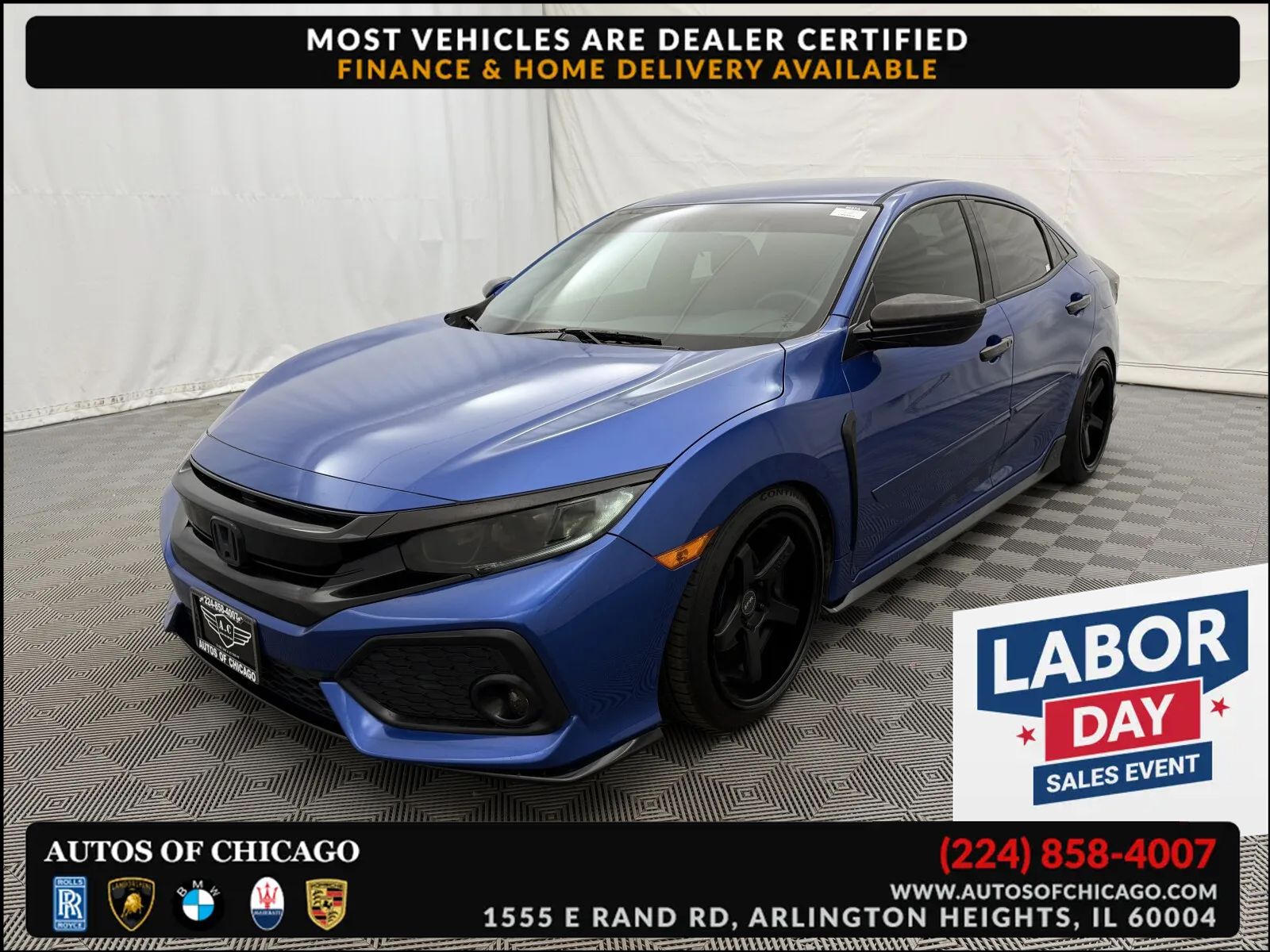 Blue 2017 Honda Civic Hatchback Hatchback Front-Wheel Drive
