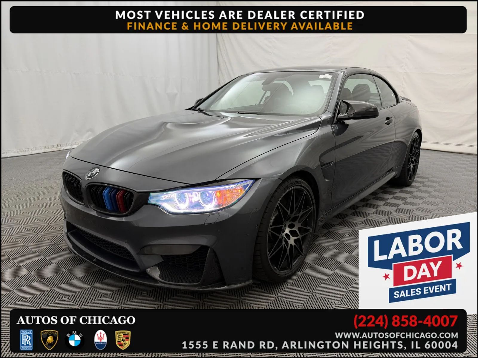 Black 2015 BMW M4 Convertible Rear-Wheel Drive 
