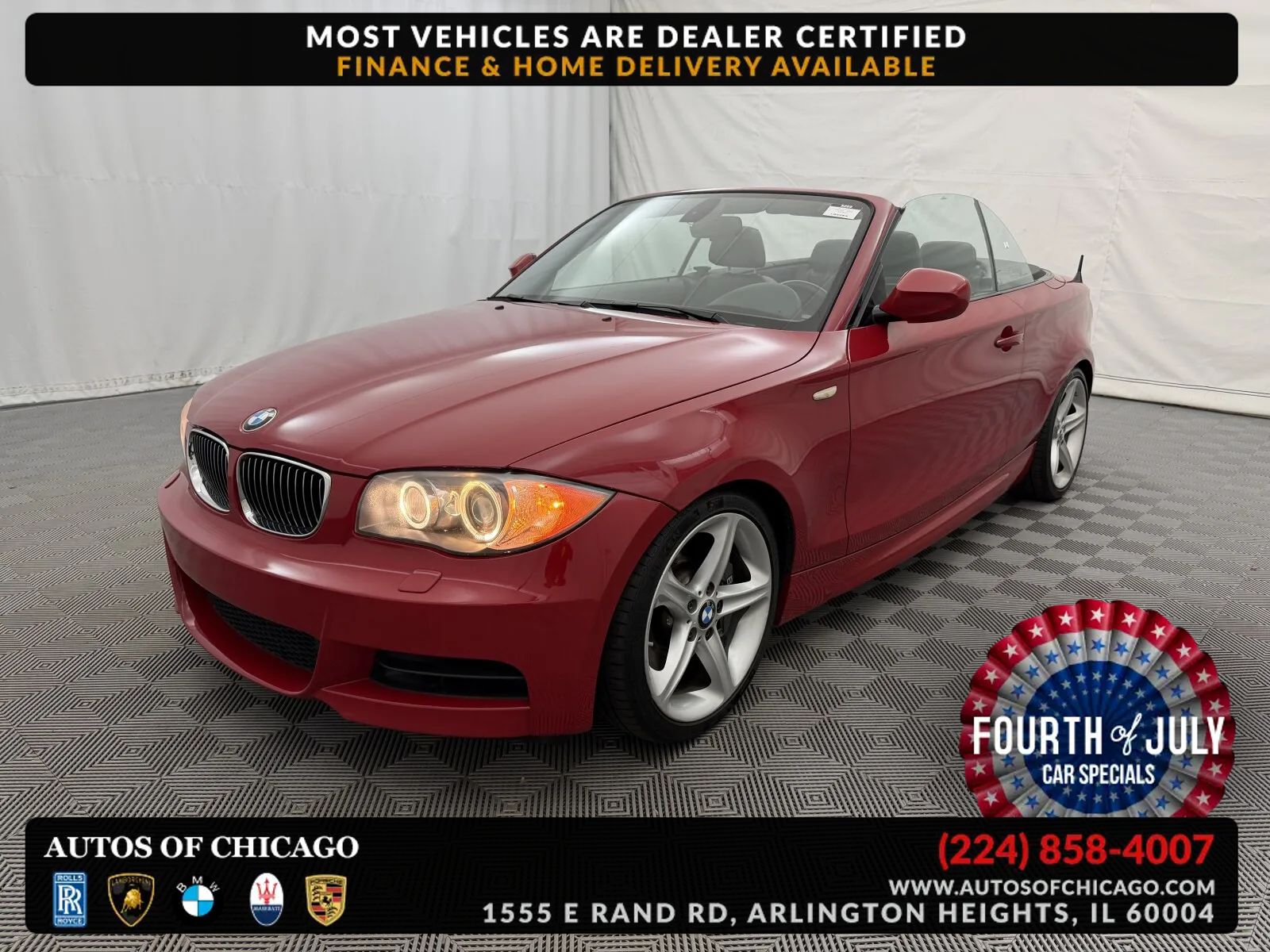 Red 2010 BMW 1 Series Convertible Rear-Wheel Drive Automatic