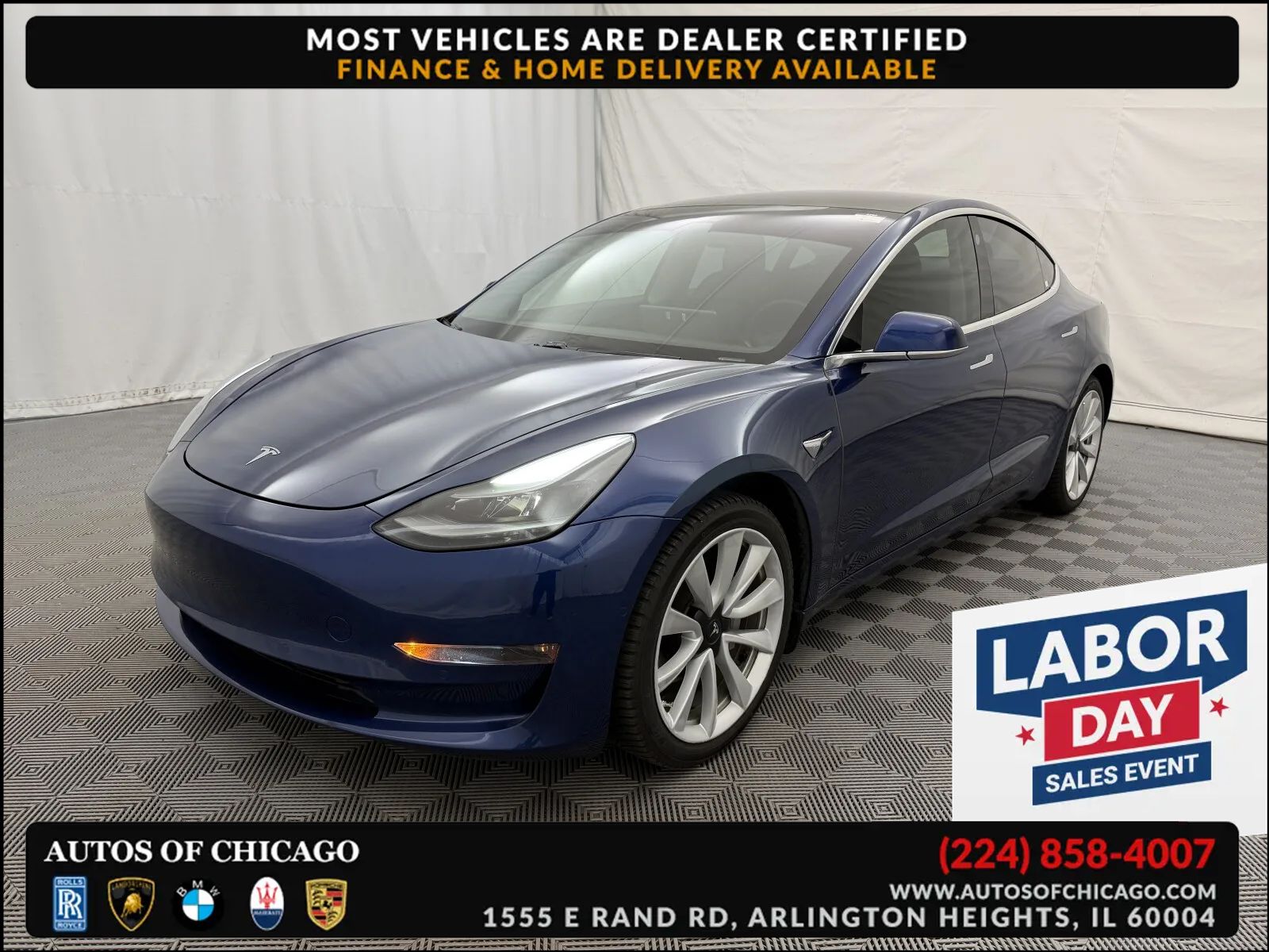 Blue 2020 Tesla Model 3 Sedan All-Wheel Drive Automatic