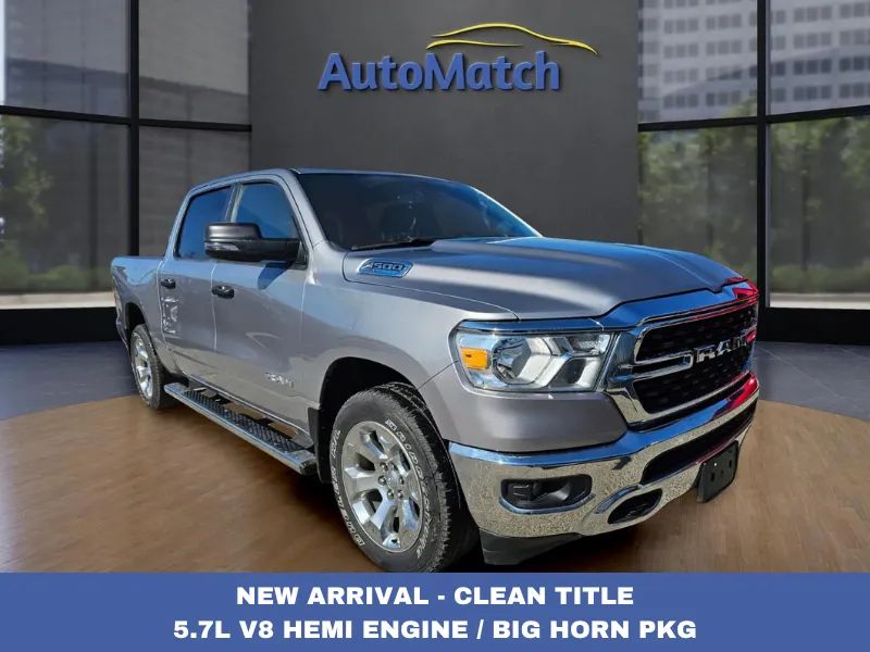 Silver 2023 RAM 1500 Pickup Truck Four-Wheel Drive 8-Speed Automatic Overdrive