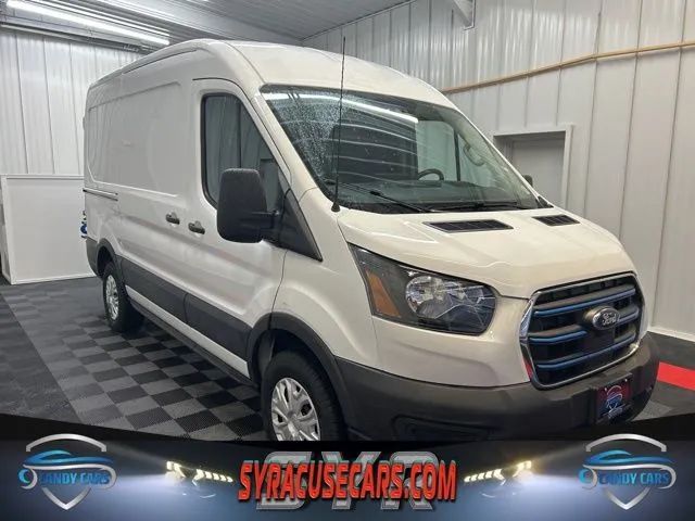 White 2022 Ford E-Transit 350 Medium Roof LB RWD Van Rear-Wheel Drive Automatic