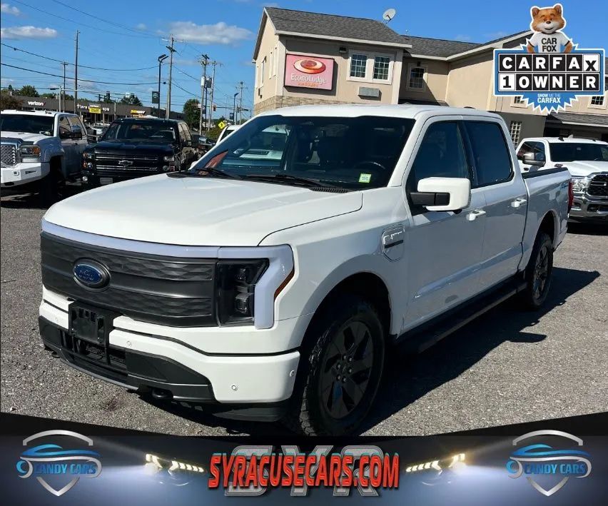 White 2022 Ford F-150 Lightning Pickup Truck All-Wheel Drive Automatic