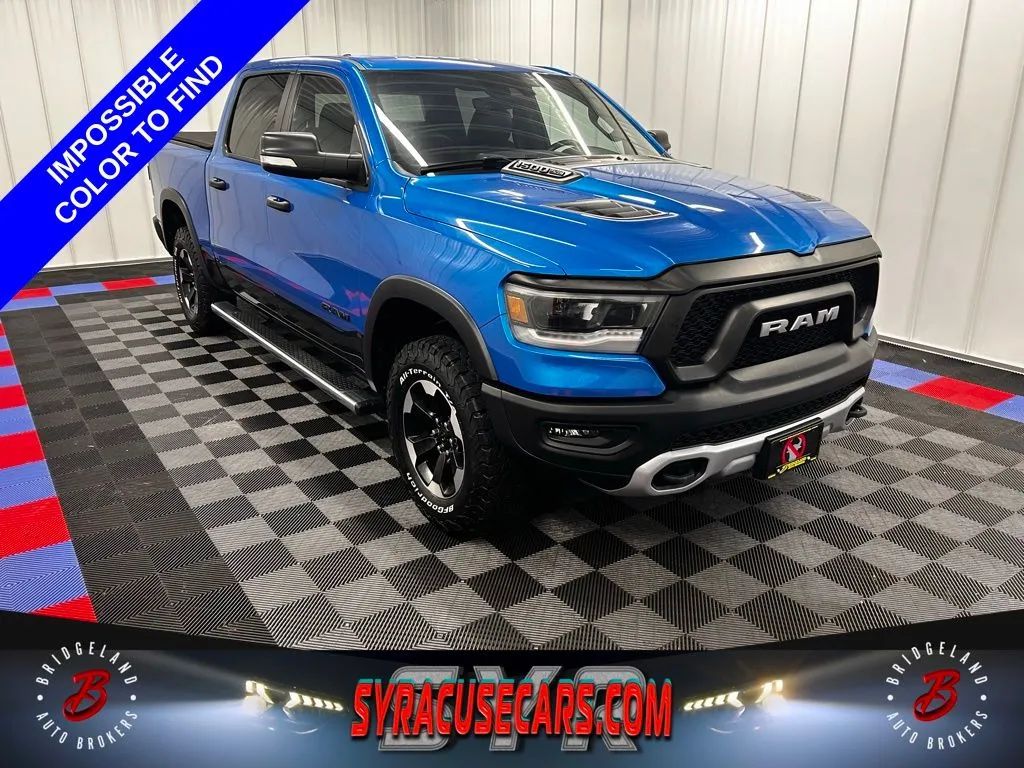 Blue 2022 RAM 1500 Rebel Crew Cab 4WD Pickup Truck Four-Wheel Drive 8-Speed Automatic