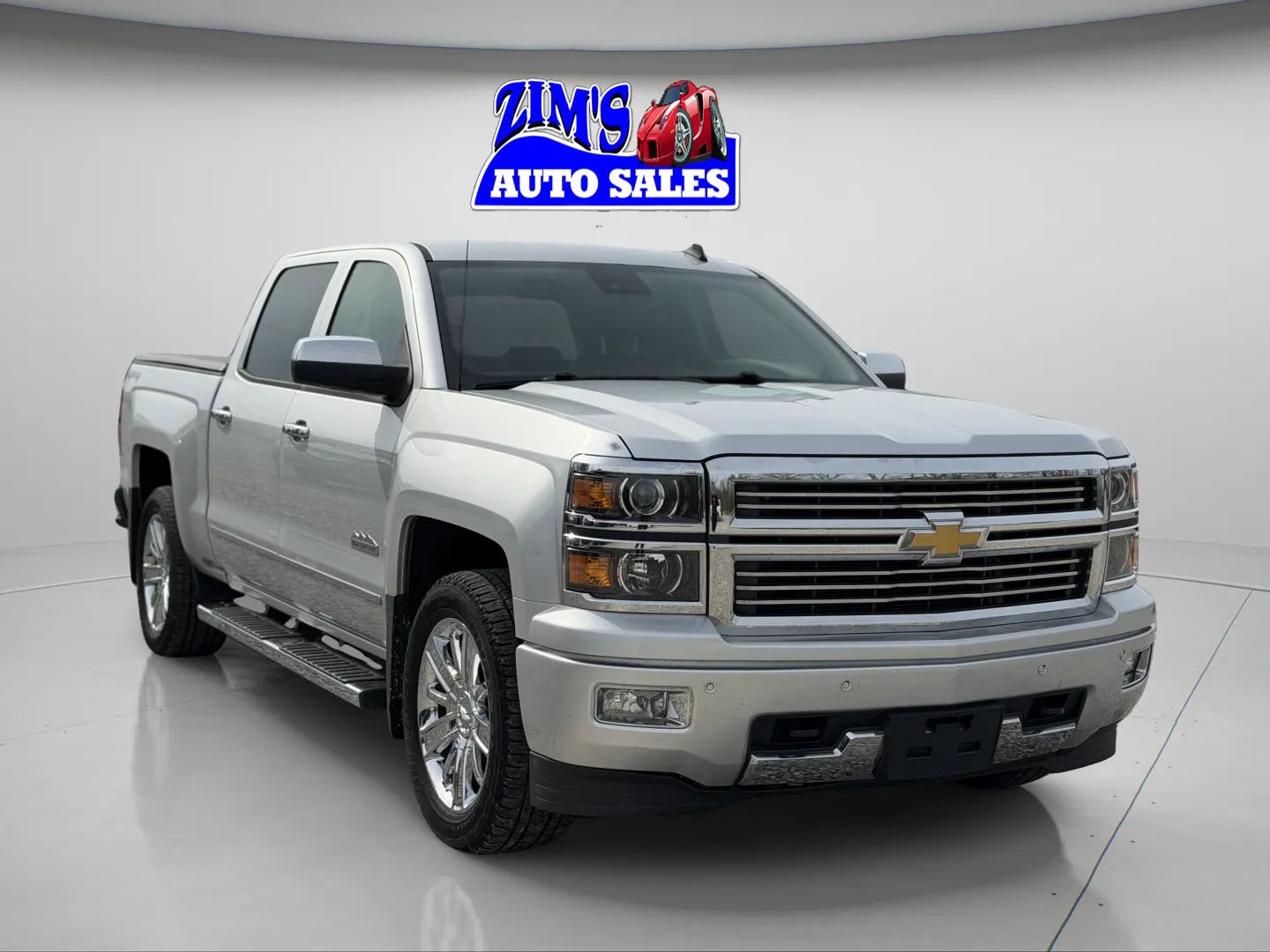 Silver 2014 Chevrolet Silverado 1500 High Country Crew Cab 4WD Pickup Truck Four-Wheel Drive Automatic